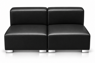 Armless Loveseat - Jackson - Silver Legs - Black Faux Leather