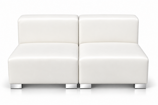 Armless Loveseat - Jackson - Silver Legs - White Faux Leather