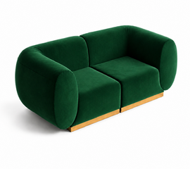 Loveseat - Stella - Gold Legs - Emerald Velvet