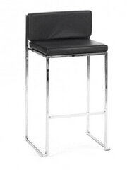 Barstool - Addison - Silver Frame - Black Faux Leather