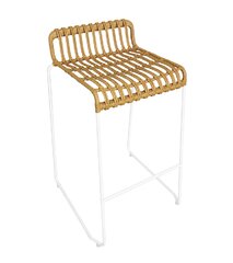 Barstool - Hunter - White Frame - Natural Rattan