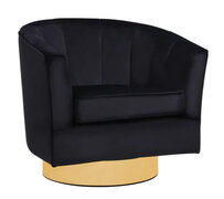 Club Chair - Brit - Gold Legs - Black Velvet