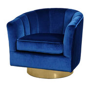 Club Chair - Brit - Gold Legs - Sapphire Velvet