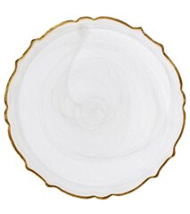 Charger - Glass - Scalloped White  13"