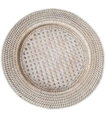 Charger - Rattan - Whitewash 13"