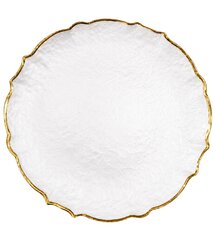 Charger -Frosted Scalloped - Gold Rim 13"