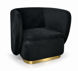 Club Chair - Donna - Gold Legs - Black Velvet