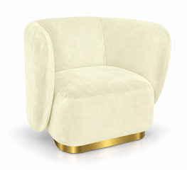 Club Chair - Donna - Gold Legs - Ivory Velvet