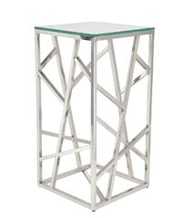 Cocktail Table - Dexter - Silver Frame - Clear Top