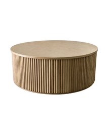 Coffee Table - Hunter Round - Ash Wood Ripple Frame - Ash Wood Top