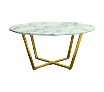 Coffee Table - Cooper Round - Gold Frame - Faux Marble Top