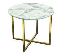 Side Table - Cooper Round - Gold Frame - Faux Marble Top