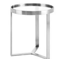 Side Table - Cooper Round - Silver Frame - Glass Top
