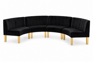 Crescent Sofa - Rose - Gold Legs - Black Velvet