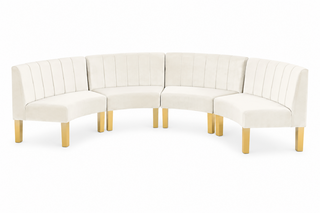 Crescent Sofa - Rose - Gold Legs - Ivory Velvet