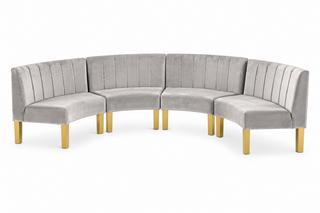 Crescent Sofa - Rose - Gold Legs - Pewter Velvet