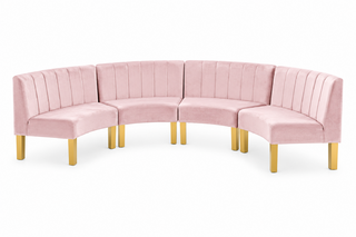 Crescent Sofa - Rose - Gold Legs - Blush Velvet