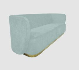 Sofa - Donna - Gold Legs - Water Edge Blue Velvet