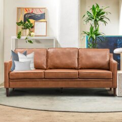 Sofa - Dylan - Brown Legs - Brown Faux Leather