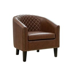 Club Chair - Dylan - Brown Legs - Brown Faux Leather