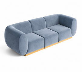 Sofa - Stella - Gold Legs - Steel Velvet