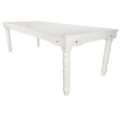 White Distressed Farm Dining Table - Flutted Leg