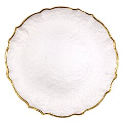 Charger -Frosted Scalloped - Gold Rim 13"