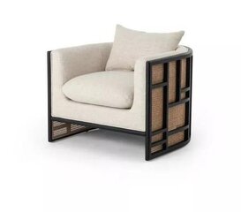 Chair - Harper Rattan - Black Wood Legs - Linen Fabric