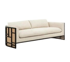 Sofa - Harper Rattan - Black Wood Legs - Linen Fabric