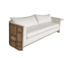 Sofa - Harper Rattan - Ash Wood Legs - Linen Fabric