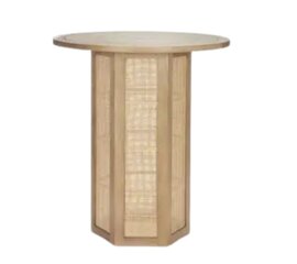 Cocktail Table - Hollis Rattan Round - Ash Wood Frame - Ash Wood Top