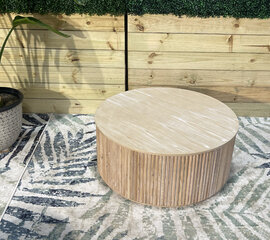 Coffee Table - Hunter Round - Ash Wood Ripple Frame - Ash Wood Top