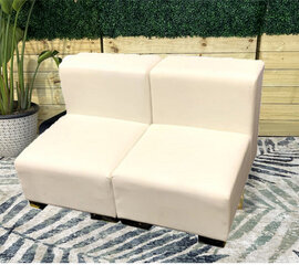 Armless Loveseat - Jackson - Silver Legs - White Faux Leather