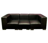 Sofa - Jackson - Silver Legs - Black Faux Leather