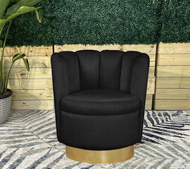 Club Chair - Watson - Gold Legs - Black Velvet