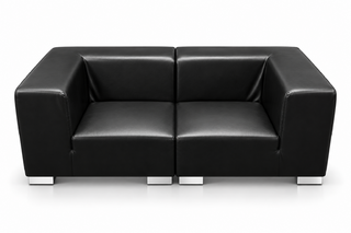 Loveseat - Jackson - Silver Legs - Black Faux Leather