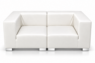 Loveseat - Jackson - Silver Legs - White Faux Leather