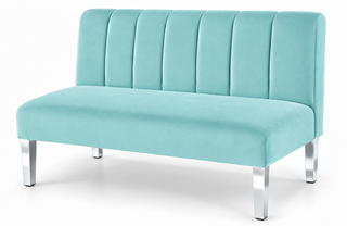 Loveseat - Rose - Silver Legs - Robin Egg Velvet