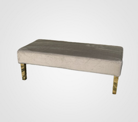 Ottoman - Rose - Gold Legs - Pewter Velvet