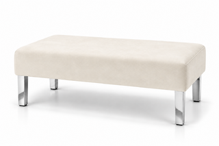 Ottoman - Rose - Silver Legs - Ivory Velvet