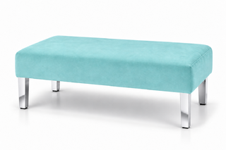 Ottoman - Rose - Silver Legs - Robin Egg Velvet