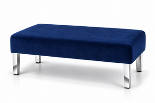 Ottoman - Rose - Silver Legs - Sapphire Velvet