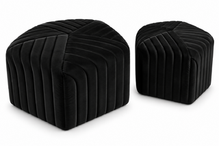 Ottoman Set - Jack And Jill - Black Velvet