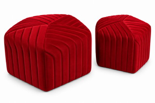 Ottoman Set - Jack And Jill - Crimson Velvet