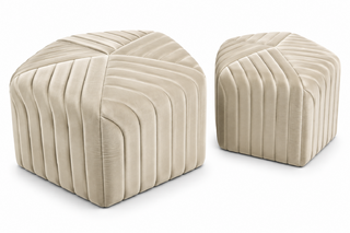 Ottoman Set - Jack And Jill - Pewter Velvet
