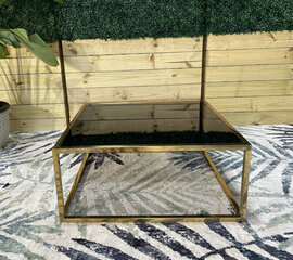 Coffee Table - Ringling Square - Gold Frame - Black Top