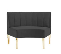 Crescent Sofa - Rose - Gold Legs - Black Velvet