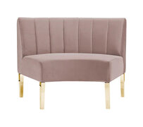 Crescent Sofa - Rose - Gold Legs - Pewter Velvet