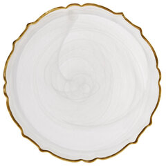 Charger - Glass - Scalloped White  13"
