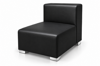 Side Chair - Jackson - Silver Legs - Black Faux Leather